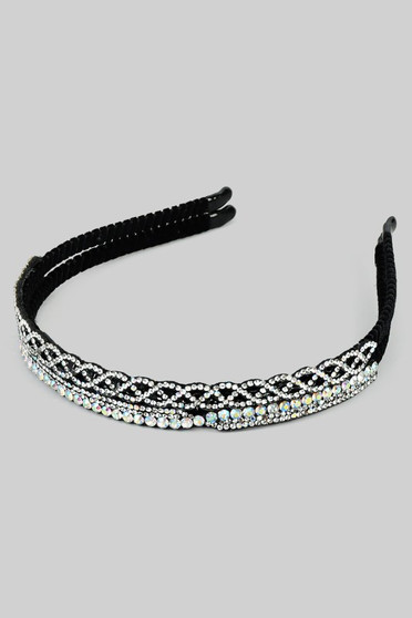 Two Piece Weave Pattern Rhinestone Headband Set