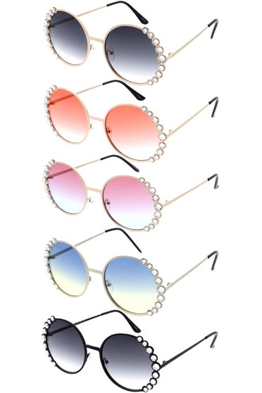 Round Rhinestone Frame Assorted Sunglasses