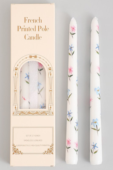 French Floral Printed Pole Candle