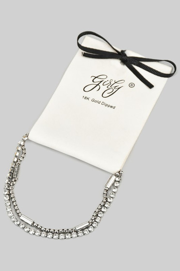 Stainless Steel Layered Cz And Chain Bracelet