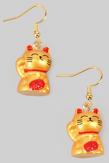 Money Cat Drop Earrings