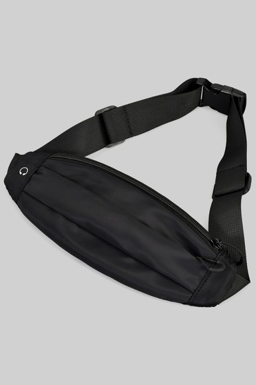 Pleated Fanny Pack Breathable Mesh Headphone Hole