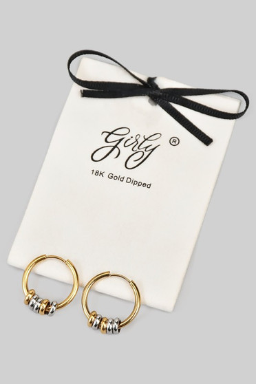 18K Gold Dipped Round Hoops With Two Tone Links