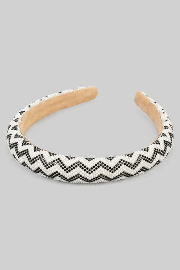 Zig Zag Rhinestone And Pearly Beaded Headband