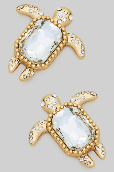 Glass Stone Turtle Studs