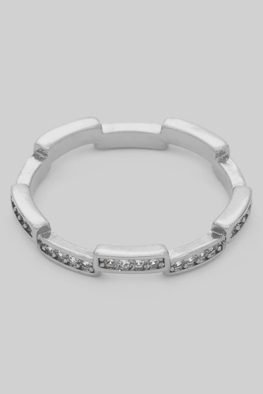 Staggered Brass Block Ring With Cz Pave