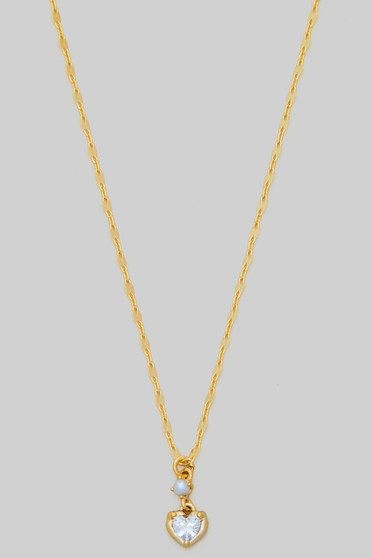 Organic Heart Cz Ac Pendant Necklace