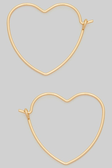 Simple Brass Heart Hoops