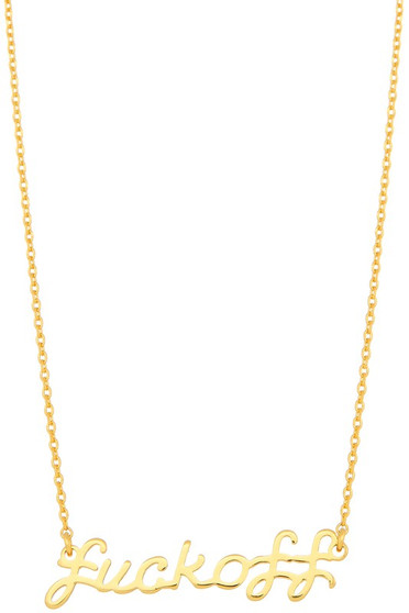 White Gold Dipped Fuck Off Pendant Necklace