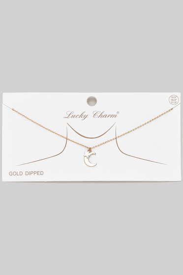 Gold Dipped Moon And Star Pendant Necklace