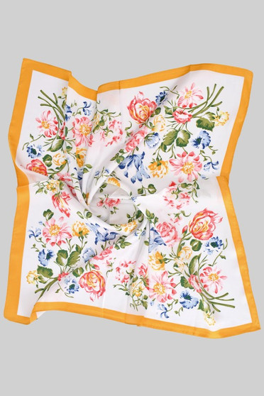 Colorful Rose Print Silky Square Scarf