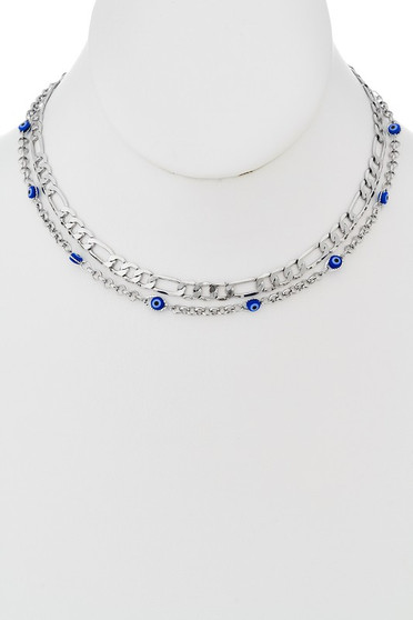 Evil Eye Charm Layered Chokers