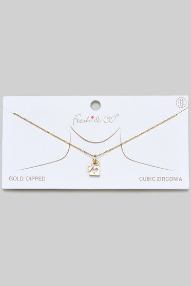 Gold Dipped Lock And Key Pendant Necklace 