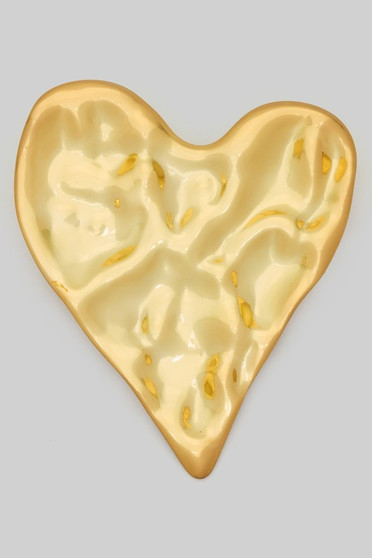 Gold Dipped Textured Heart Brooch Pin