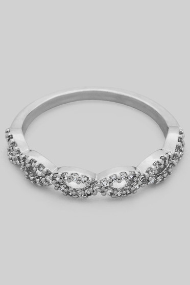 Ellipsis Link Ring With Micro Pave