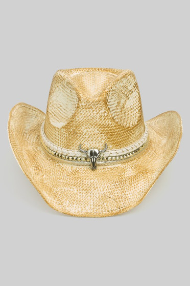 Handmade Cowboy Hat W Silver Bull And Multiple Ban