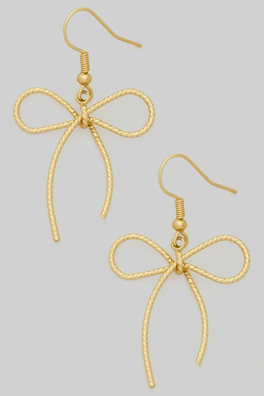 Textured Bow Drop Earrings