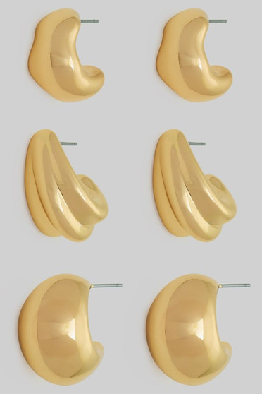 Three Pair Chunky Hoop Set