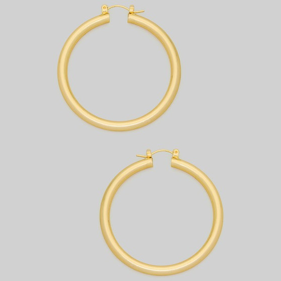 Aluminum Gold Dipped Hinge Hoop Earrings - #ME772-50