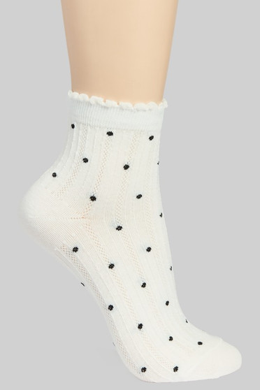 Polka Dot Print Ruffled Socks