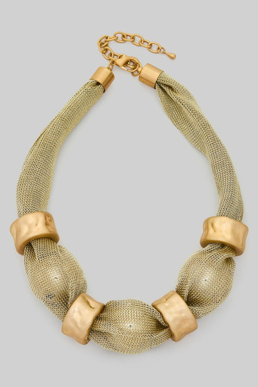 Gold Dipped Fabric Ccb And Ring Bandana Necklace