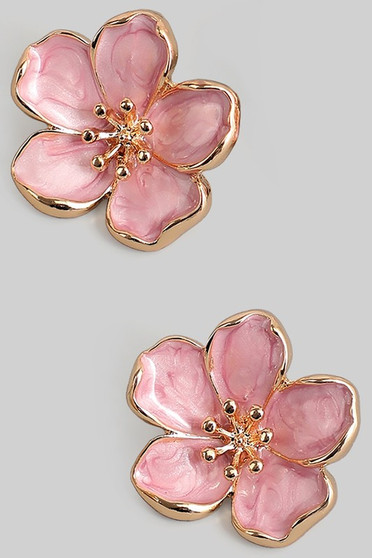 Lacquered Flower Post Earrings
