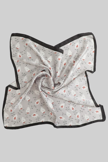 Silky Square Scarf With Floral Paisley Print