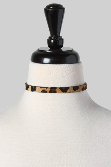Leopard Fur Button Snap Choker