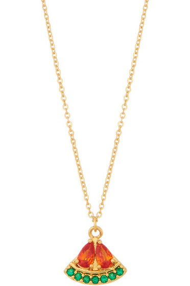 Triangle Watermelon Slice Pendant Necklace