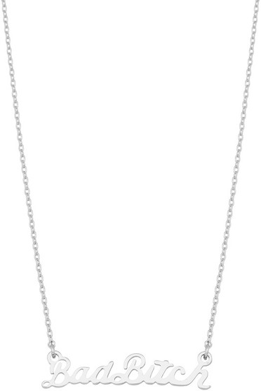 White Gold Dipped Bad Bitch Pendant Necklace