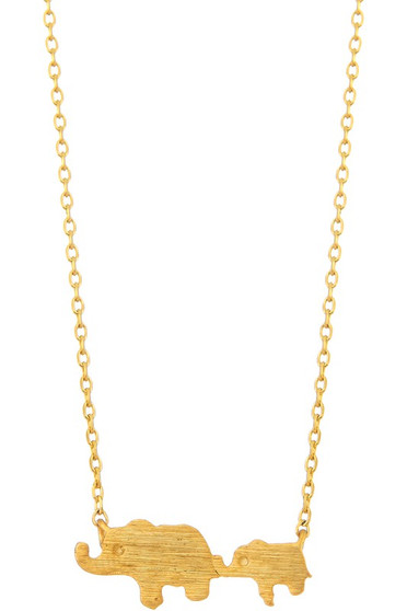 Gold Dipped Brushed Elephant Pendant.