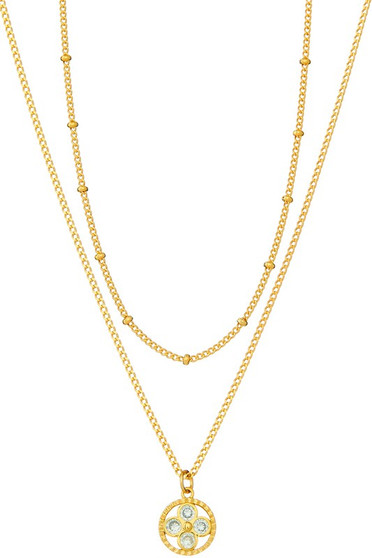 Rhinestone Clover Pendant Layered Necklace