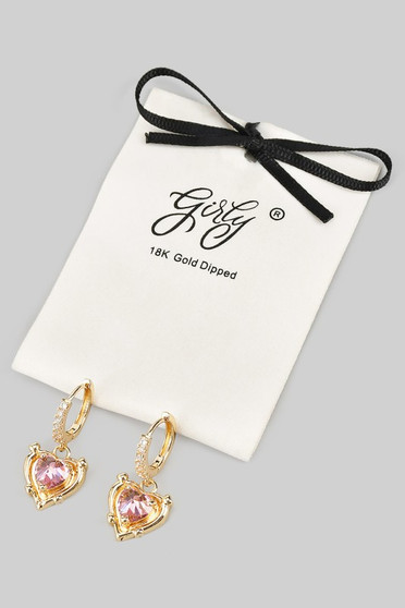 18K Gold Dipped Cz And Stone Charm Hoops