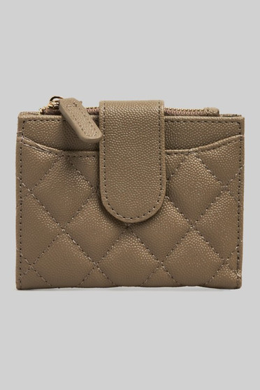 Quilted Snap Wallet With Bill Fold Zip Pouch
