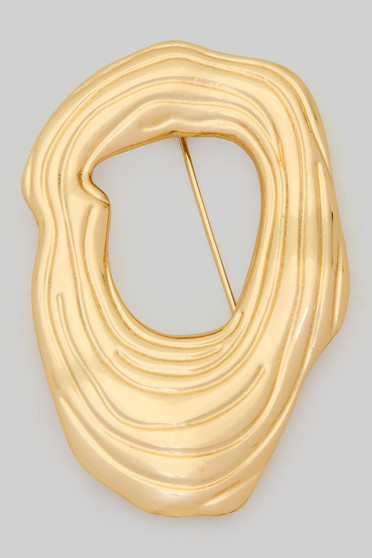 Gold Dipped Textured Oval Brooch Pin