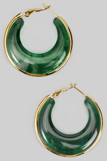 Brass Hinge Hoops With Acrylic Resin