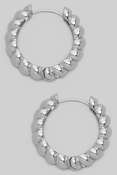 18K Gold Dipped Ripple Puff Hoop Earrings