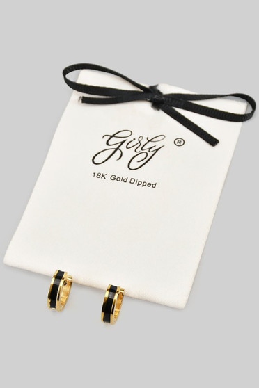 18K Gold Dipped Dainty Hoops With Colored Stripe