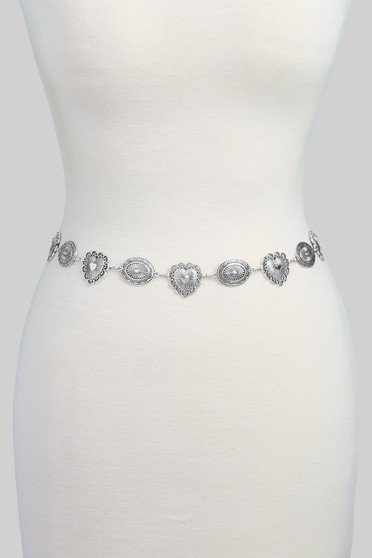 Western Heart And Oval Link Chain Belt