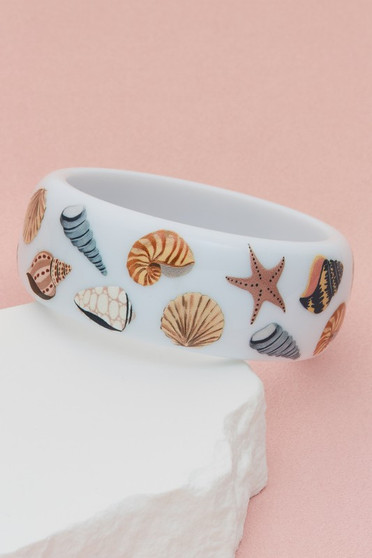 Beach Shell Print Bangle Bracelet