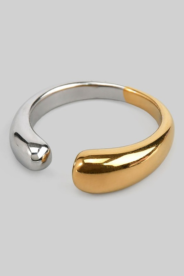 Stainless Steel Two Tone Open Bulb Ring 