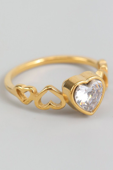 Heart Stone And Heart Link Ring