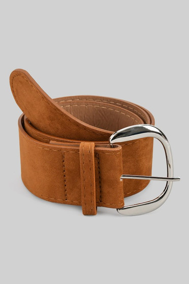 Felt Faux Leather Belt With Half Buckle