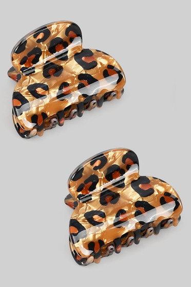 Two Piece Mini Leopard Hair Claw Set