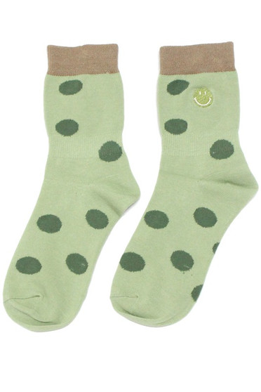 Polka Dot Smiley Face Ankle Socks