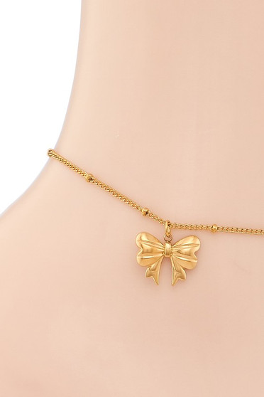 Bow Charm Beaded Anklet