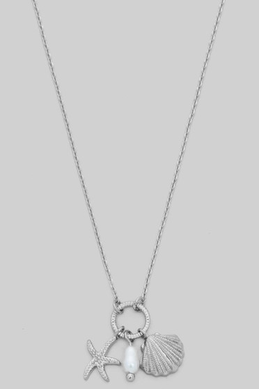 Shell Pearl And Starfish Charm Necklace