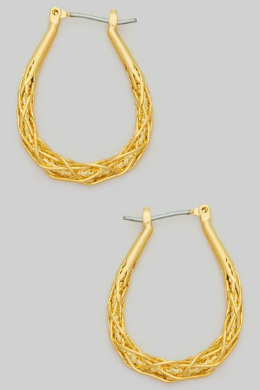 Lavish Textured Brass Weave Hoops