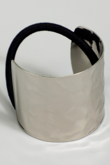 Hammered Half Tube Metal Hair Tie