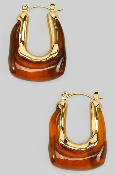 Rectangular Acrylic Resin Hoop Earrings